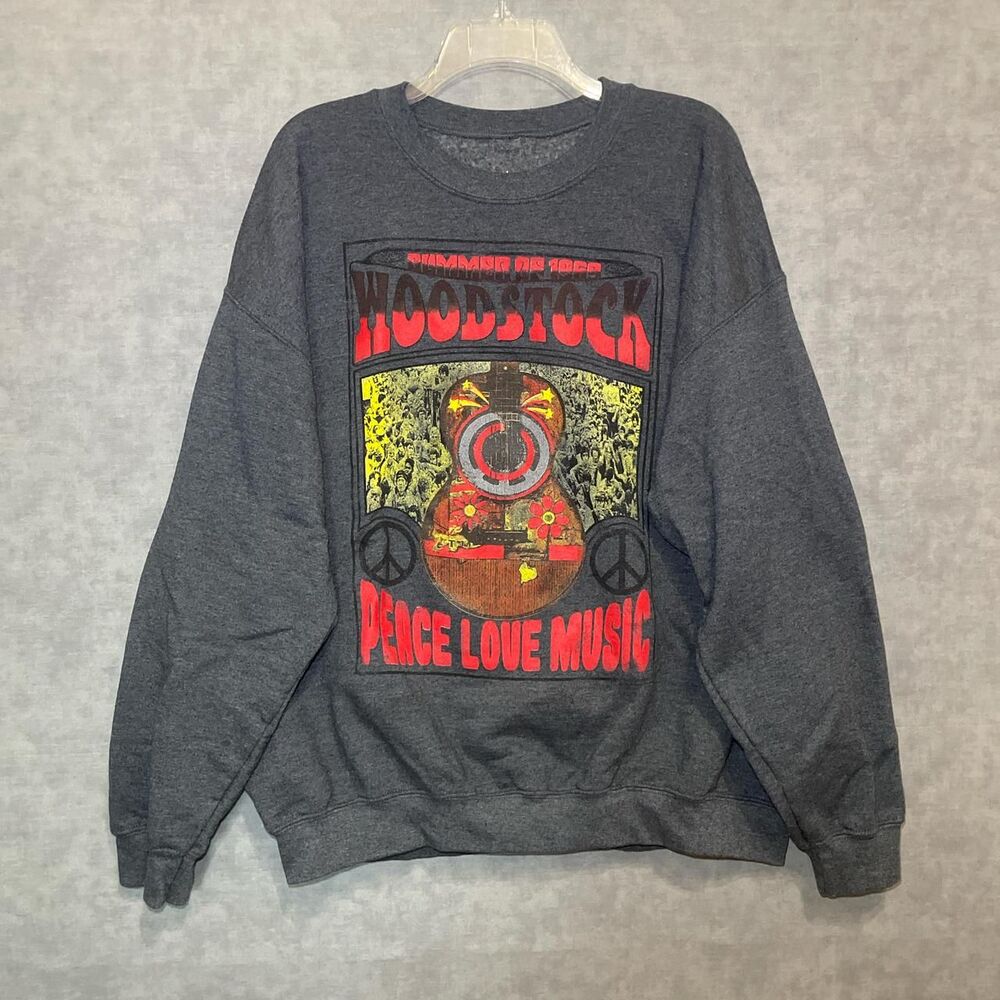 Woodstock Peace Love Music crewneck sweatshirt